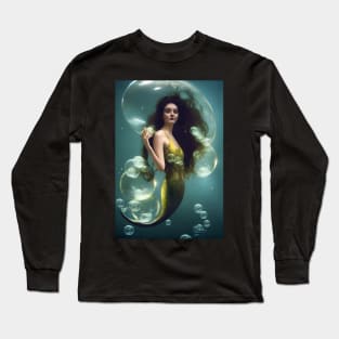 Mermaid appearing from bubbles Long Sleeve T-Shirt